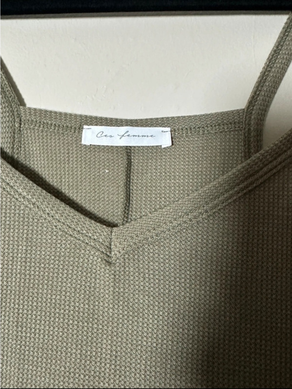 Ces Femme Olive Knit V-Neck jumpsuit